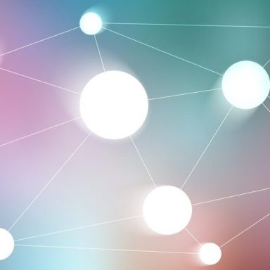 Abstract design of interconnected circles on a soft gradient background.