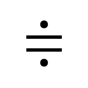 Two horizontal lines with a dot above and below them, forming a symmetrical design.