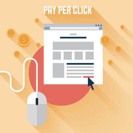 Illustration of a computer screen with a mouse, highlighting a pay-per-click advertisement.